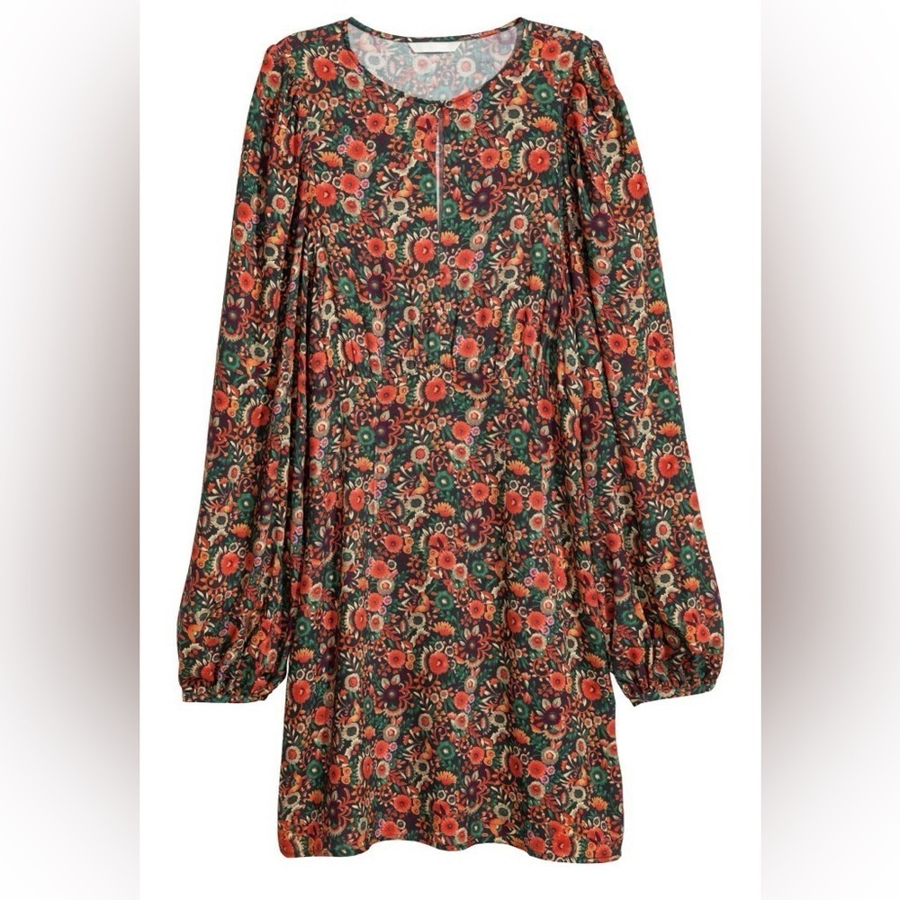 H&M Floral Printed Balloon Sleeve Dress - 4